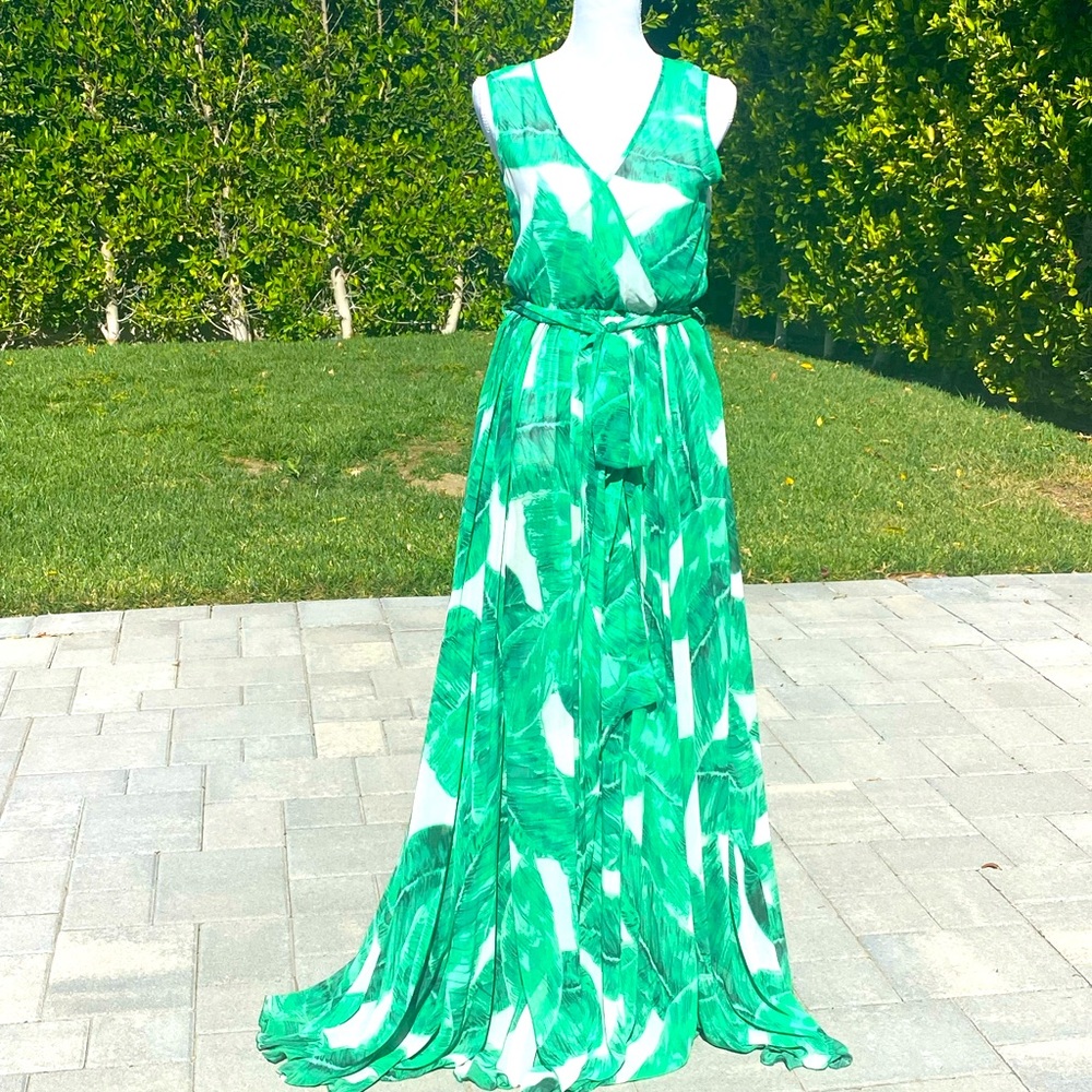 Maxi green leaf dress - size M - worn once